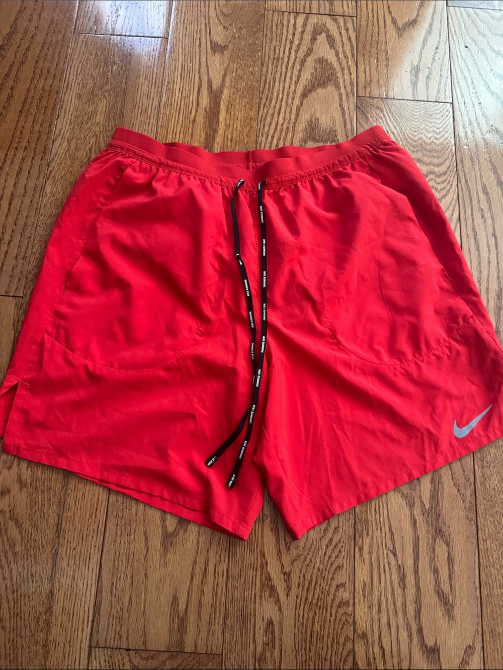Nike Red Athletic Shorts with Black Drawstring